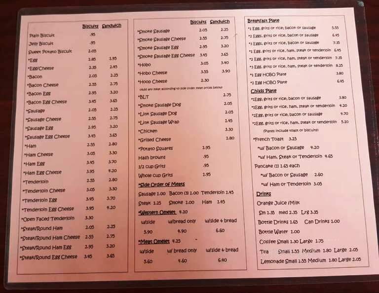 Jo's Cafe - Pink Hill, NC menu_pic