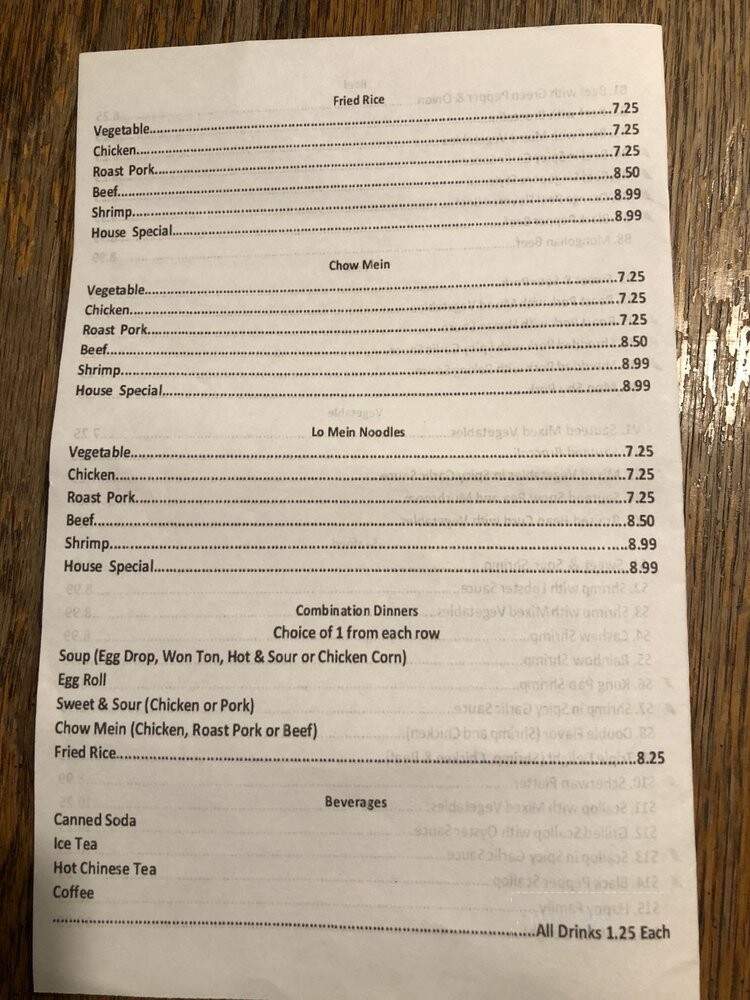 Shing Kee Chinese Restaurant - Vinita, OK menu_pic