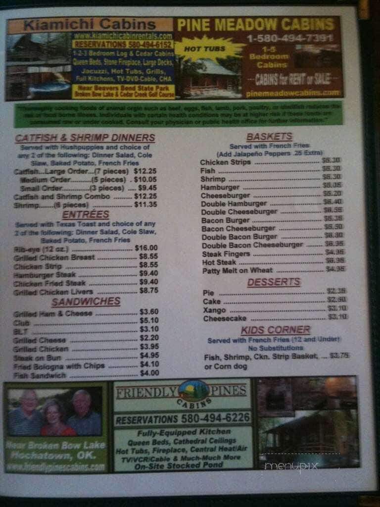 Steven's Gap Restaurant - Broken Bow, OK menu_pic