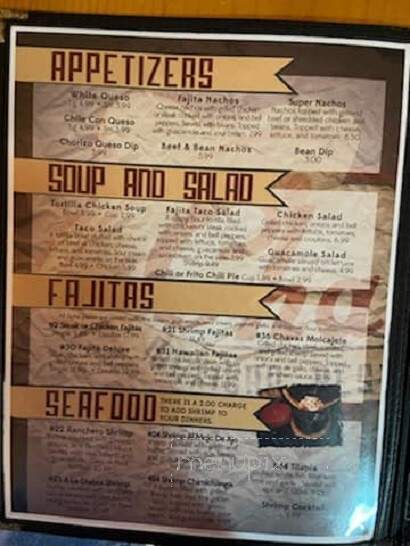 Chavas Mexican Restaurant - Yale, OK menu_pic
