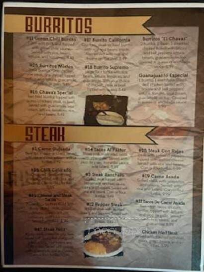 Chavas Mexican Restaurant - Yale, OK menu_pic
