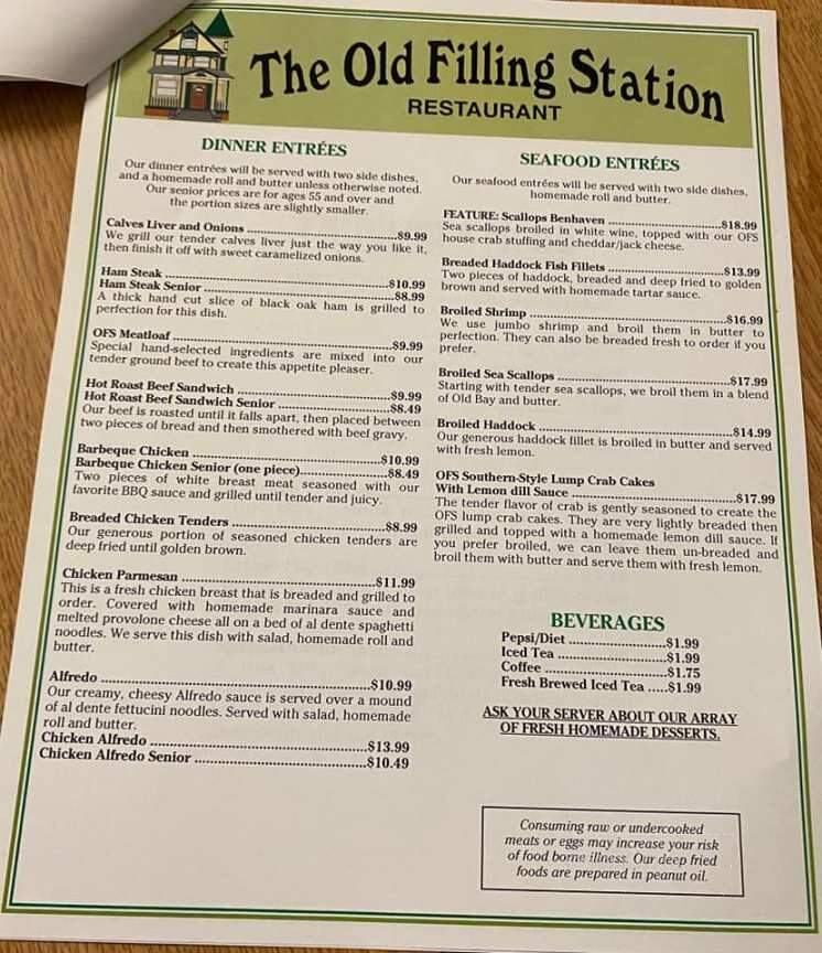 Old Filling Station - Benton, PA menu_pic