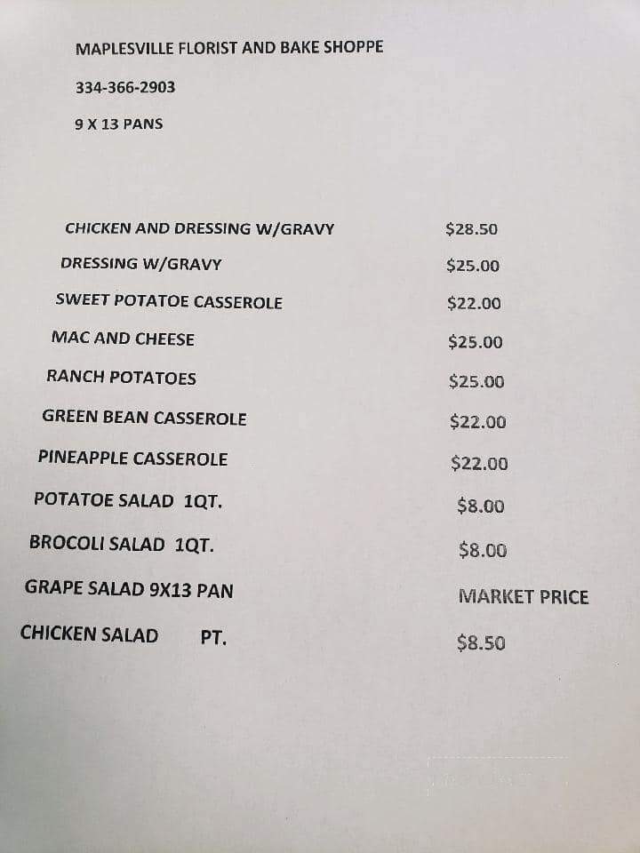 Maplesville Florist & Bake - Maplesville, AL menu_pic
