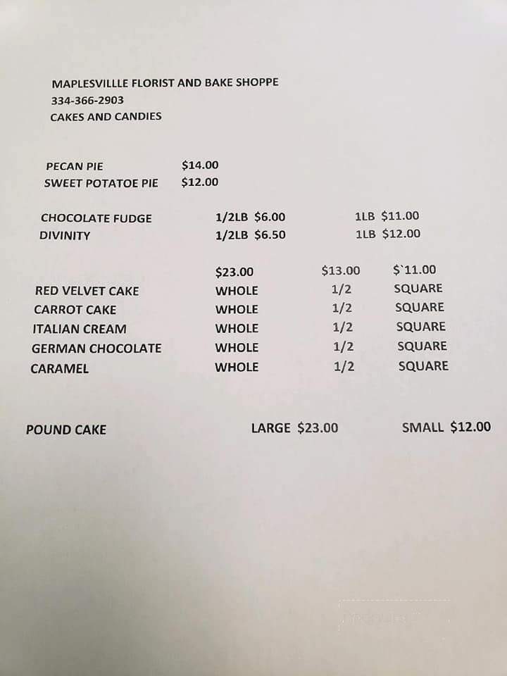 Maplesville Florist & Bake - Maplesville, AL menu_pic