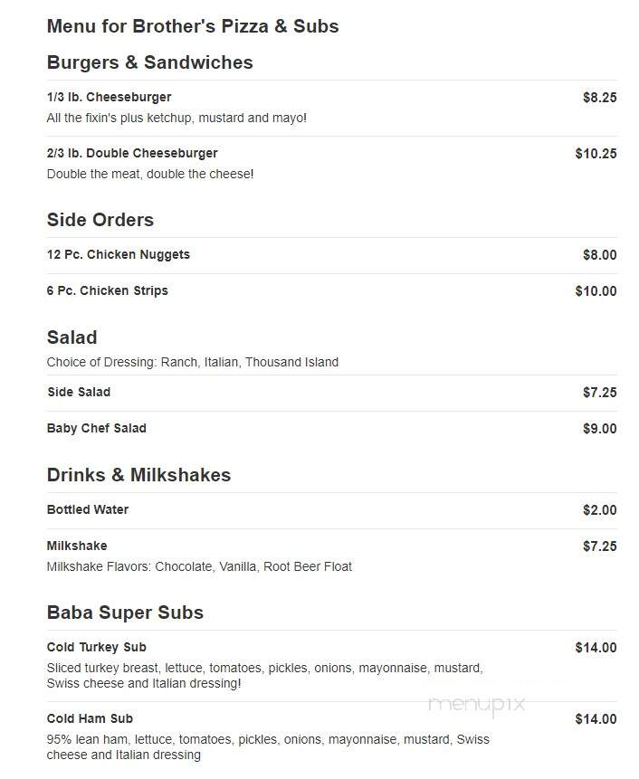 Brothers Pizza & Subs - Bethel, AK menu_pic
