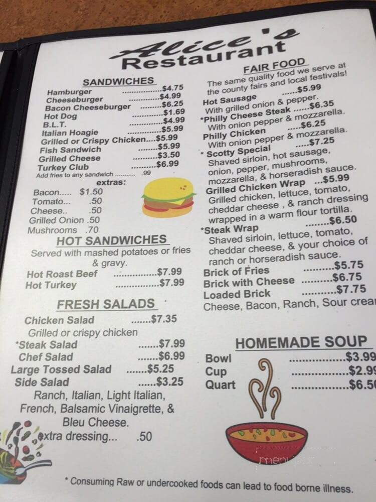 Alice's Restaurant - Canonsburg, PA menu_pic