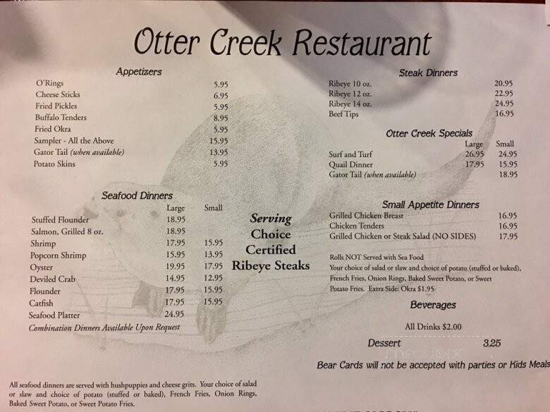 Otter Creek Restaurant - Patterson, GA menu_pic
