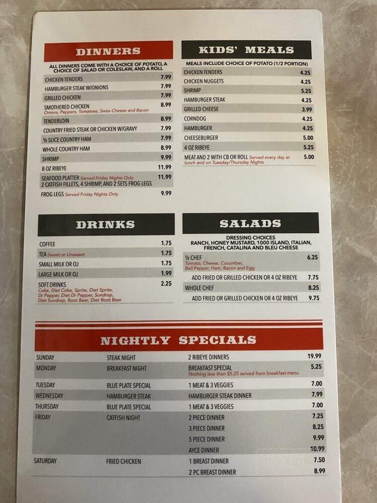 Country Diner - Chapel Hill, TN menu_pic