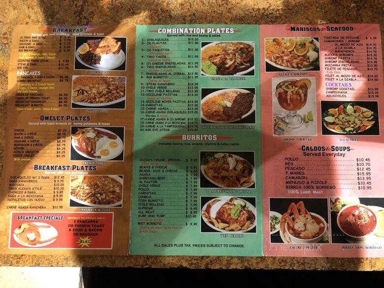 Alexa's Cafe Mexican Grill - Fontana, CA menu_pic