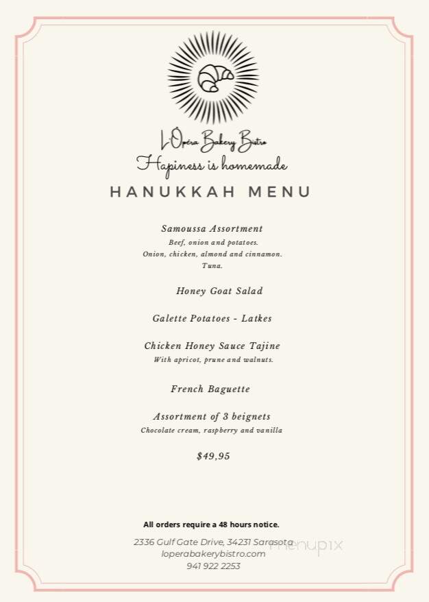 L'Opera Bakery Bistrot - Sarasota, FL menu_pic