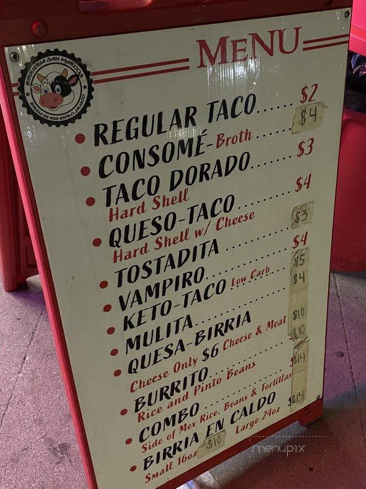 Menu of Birrieria San Marcos in Van Nuys, CA 91401