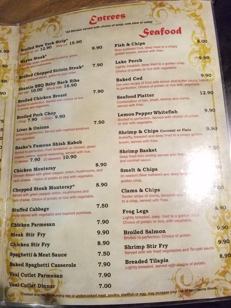 Shantie Food & Spirit - Warren, MI menu_pic