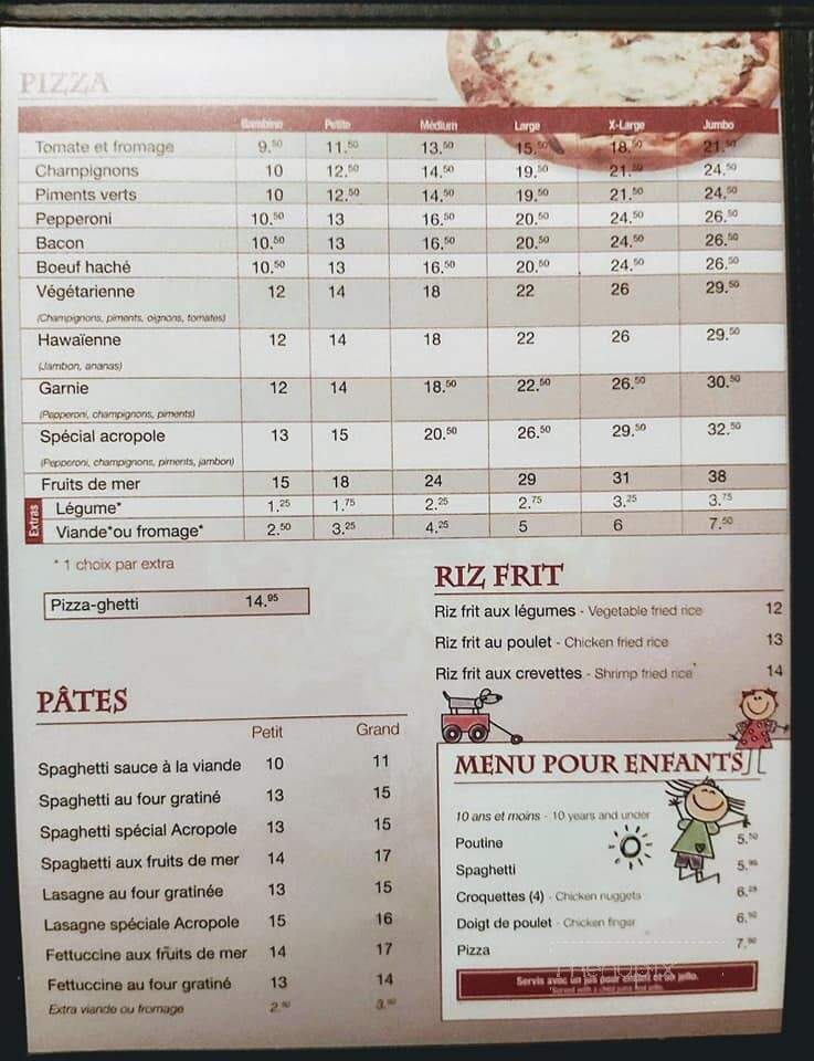 Chateau Acropole Inc - Coaticook, QC menu_pic