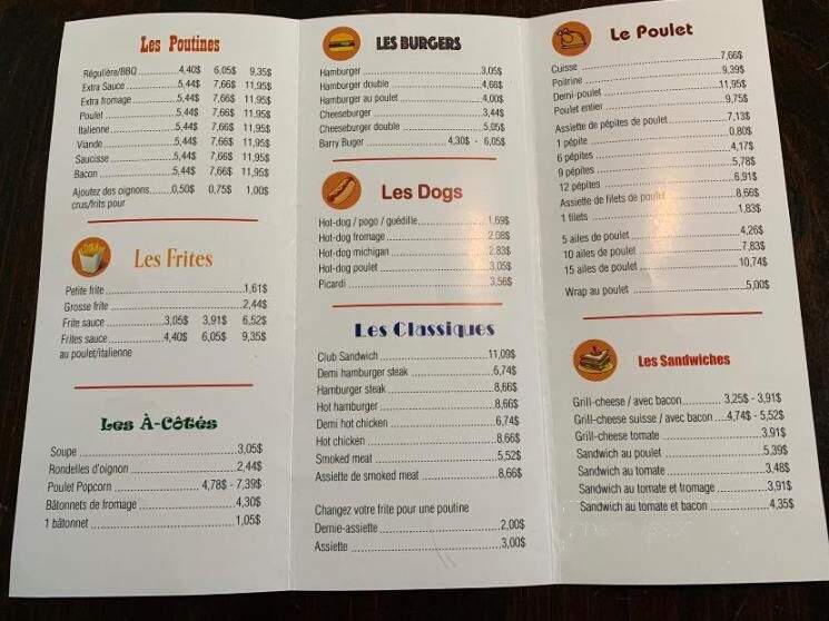 Restaurant Barry - Bedford, QC menu_pic