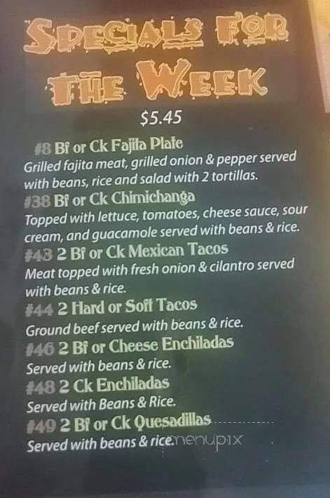 Reuben's Mexican Restaurant - Stigler, OK menu_pic