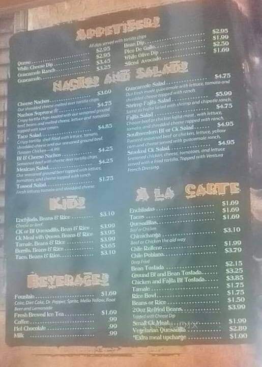 Reuben's Mexican Restaurant - Stigler, OK menu_pic
