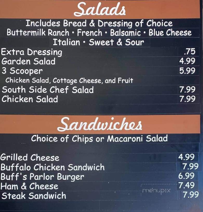 Buff's Ice Cream - Brookville, PA menu_pic