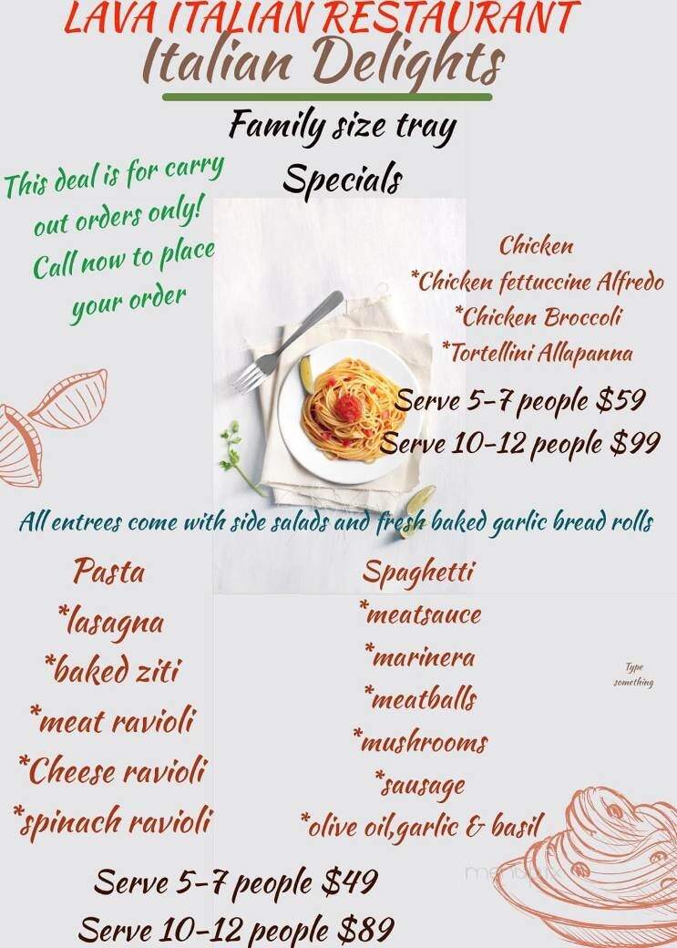Lava Italian Restaurant - Galesburg, IL menu_pic