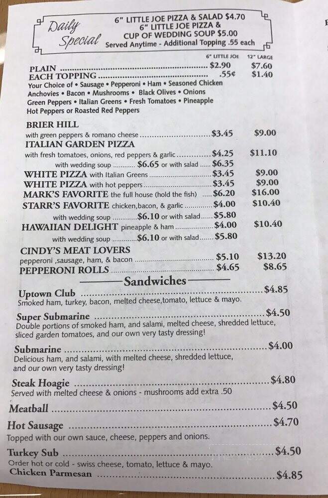 Uptown Pizza Shops - Youngstown, OH menu_pic