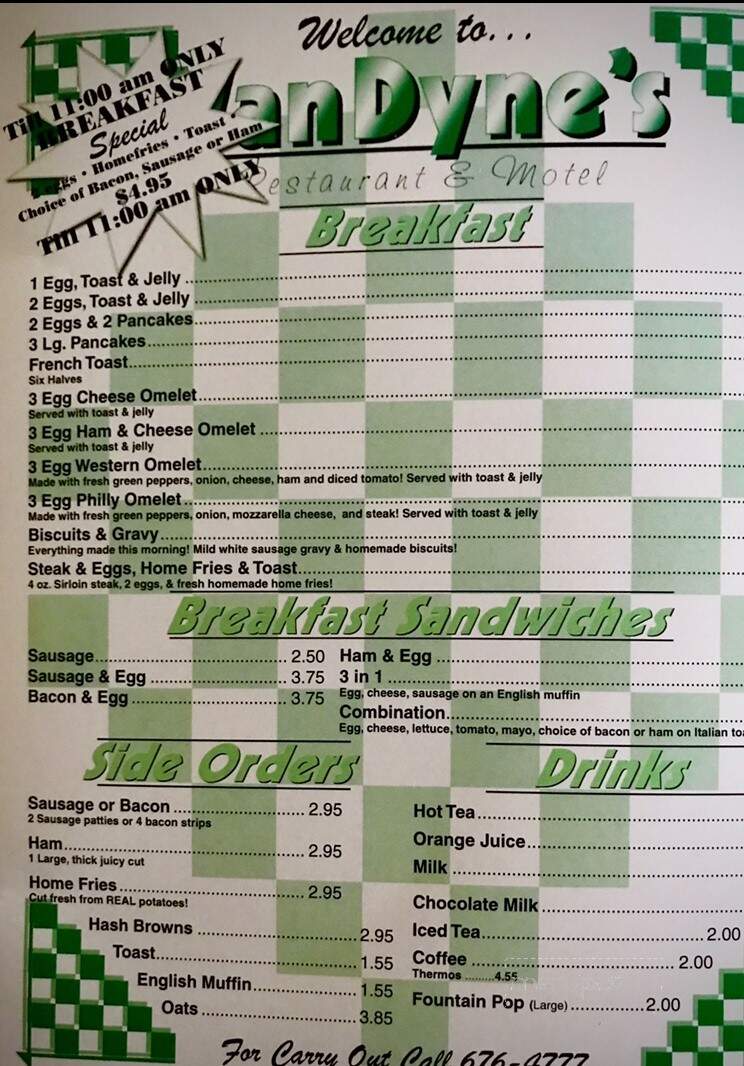 Van Dyne's Restaurant & Motel - Shadyside, OH menu_pic