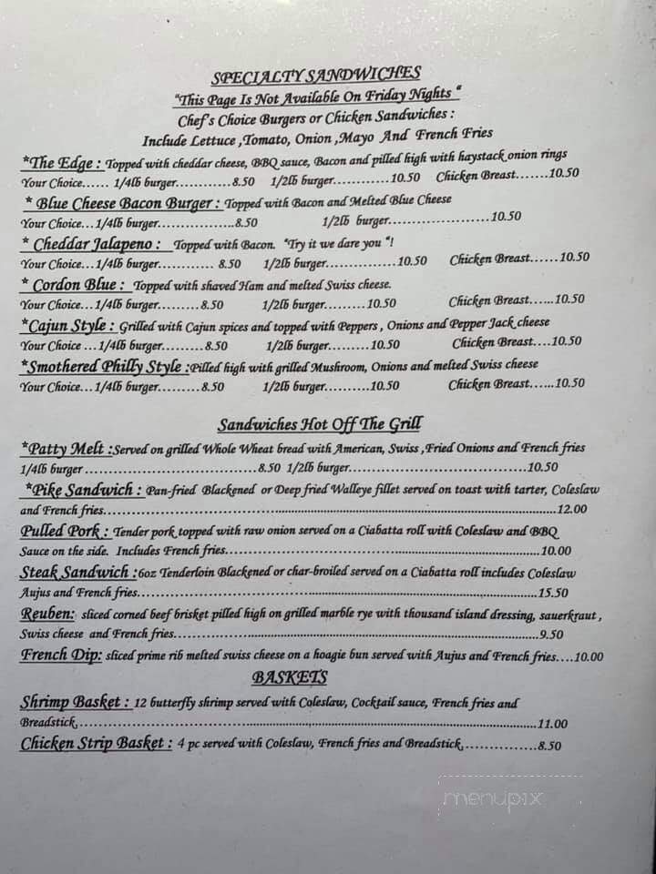 The Edge - Hazelhurst, WI menu_pic