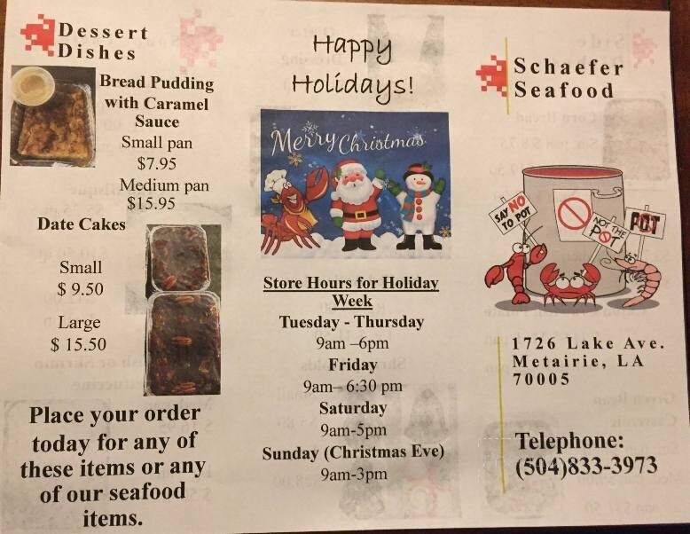 Schaefer & Rusich Seafood - Metairie, LA menu_pic