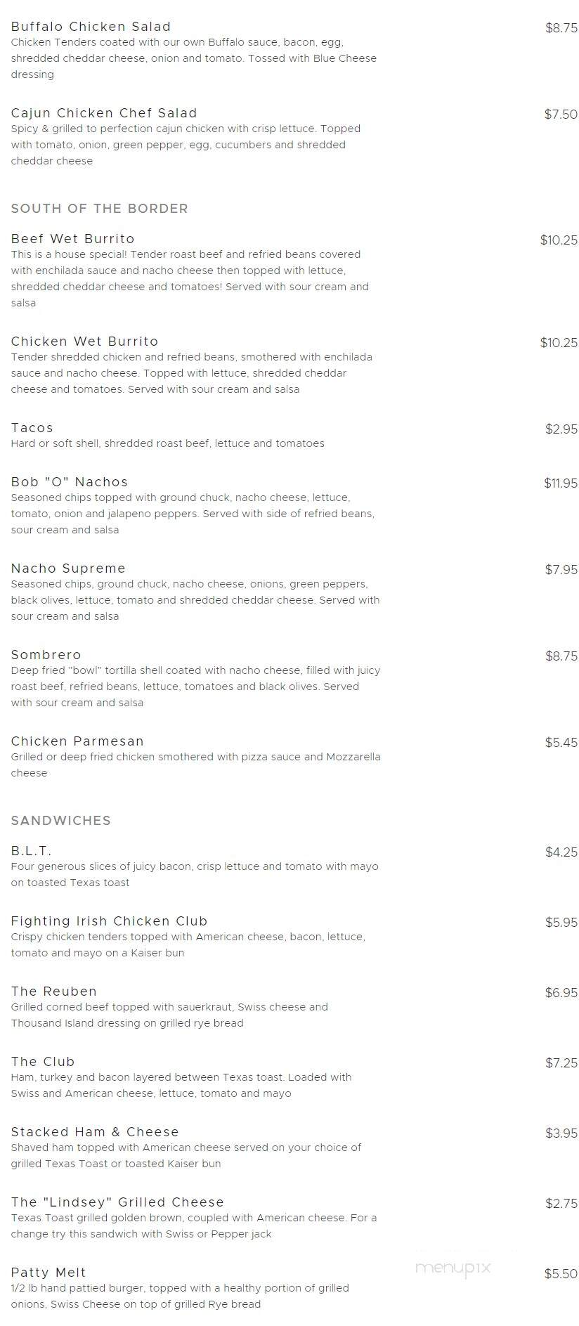 Archey's - Onondaga, MI menu_pic