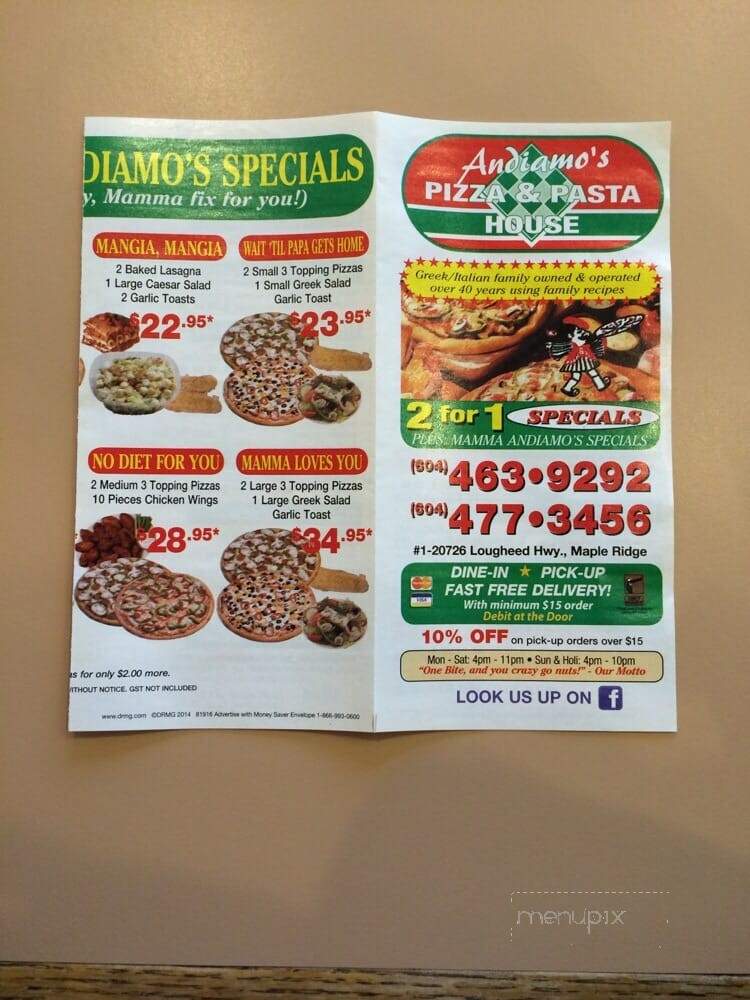 Andiamo's Pizza & Pasta House - Maple Ridge, BC