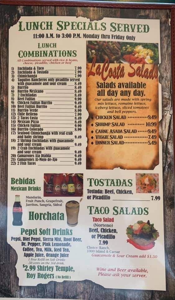 La Costa - Emmett, ID menu_pic