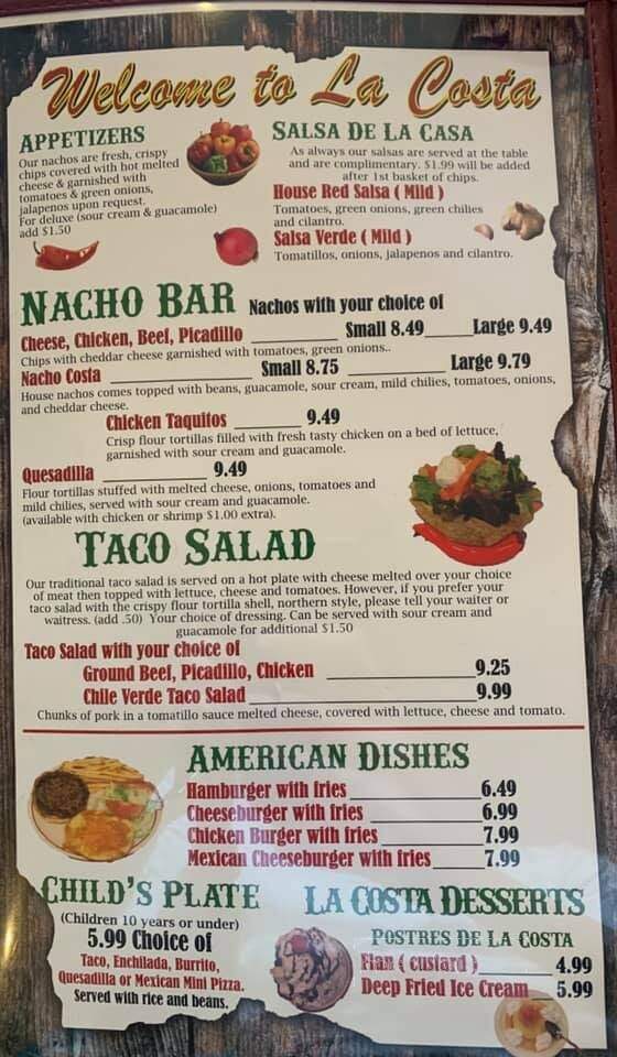 La Costa - Emmett, ID menu_pic