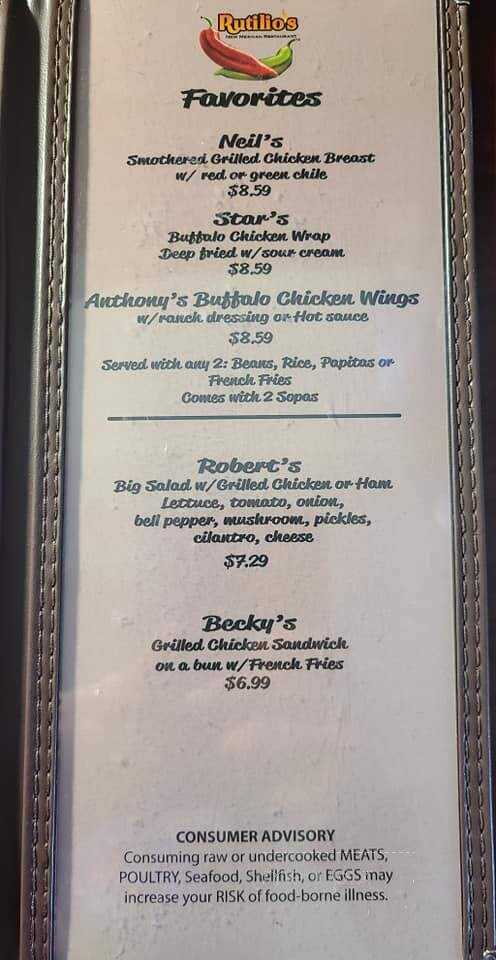Rutilio's New Mexican Foods - Belen, NM menu_pic