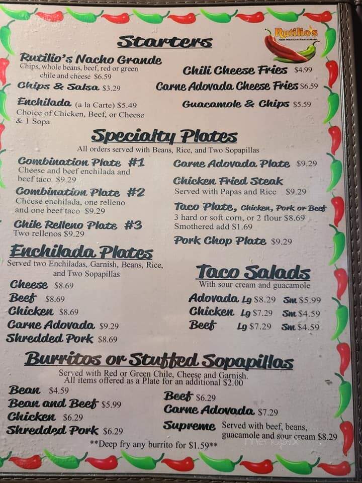 Rutilio's New Mexican Foods - Belen, NM menu_pic