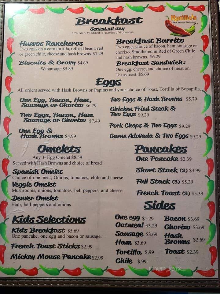 Rutilio's New Mexican Foods - Belen, NM menu_pic