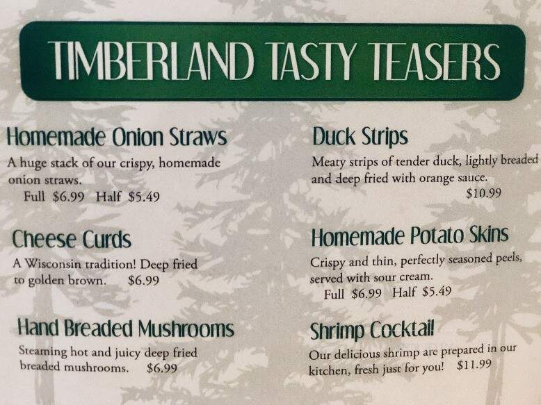 Timbers Supper Club - Neshkoro, WI menu_pic