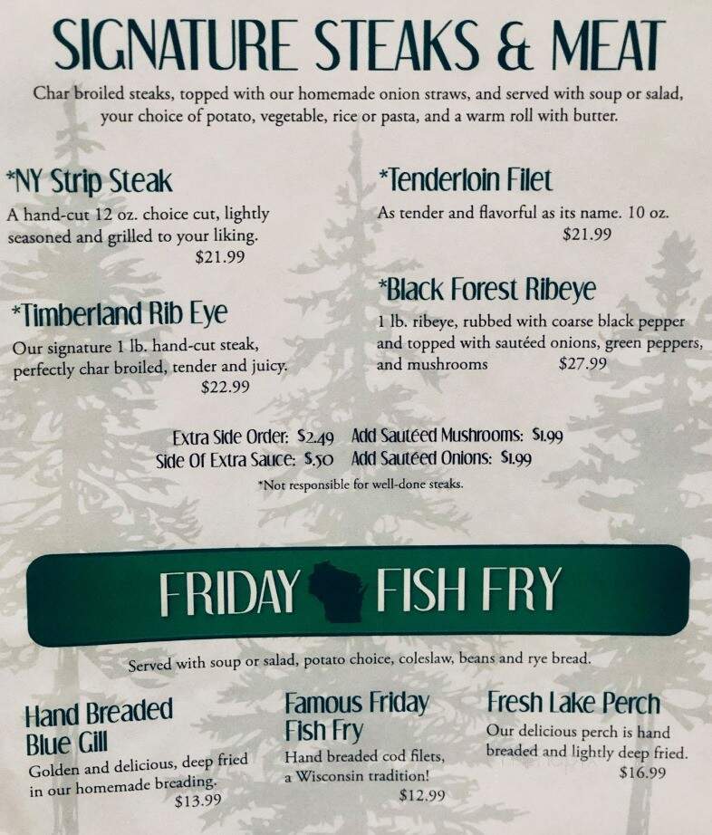 Timbers Supper Club - Neshkoro, WI menu_pic