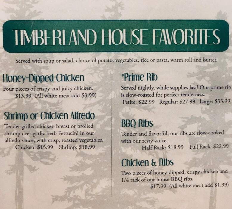 Timbers Supper Club - Neshkoro, WI menu_pic