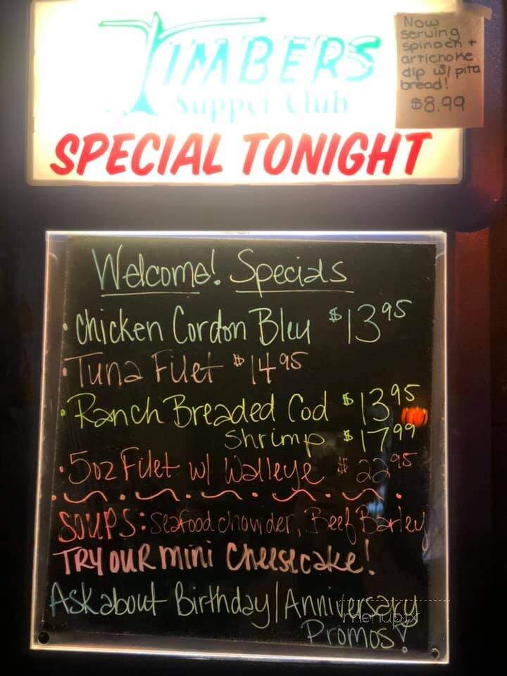 Timbers Supper Club - Neshkoro, WI menu_pic