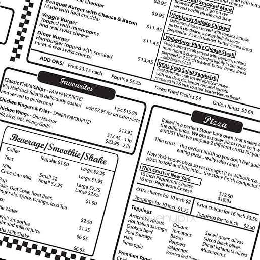 South Algonquin Diner - Wilberforce, ON menu_pic