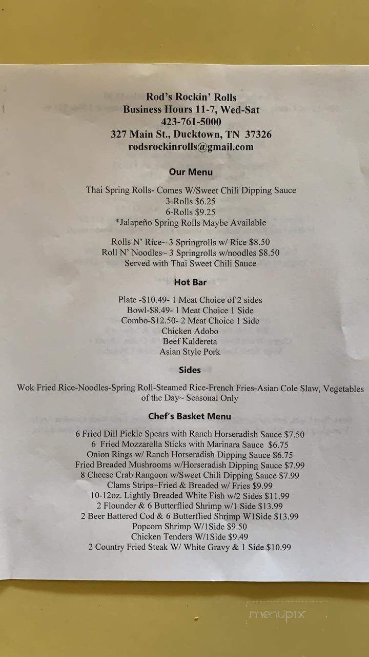 Rod's Rockin Rolls - Ducktown, TN menu_pic