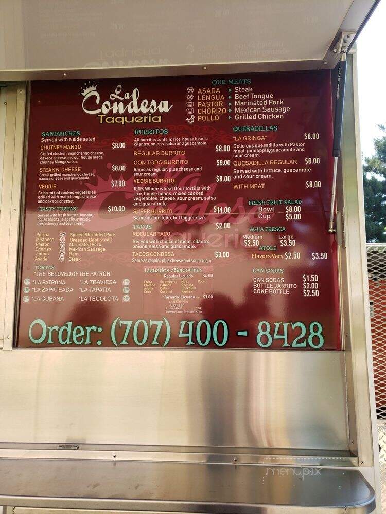 La Condesa Taqueria - Napa, CA menu_pic