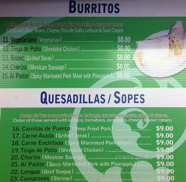 Taqueria La Prima - Philadelphia, PA menu_pic