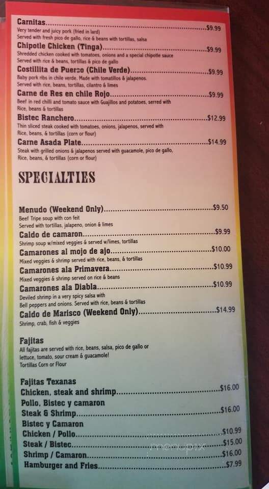 El Amigo Restaurant - Crescent City, FL menu_pic
