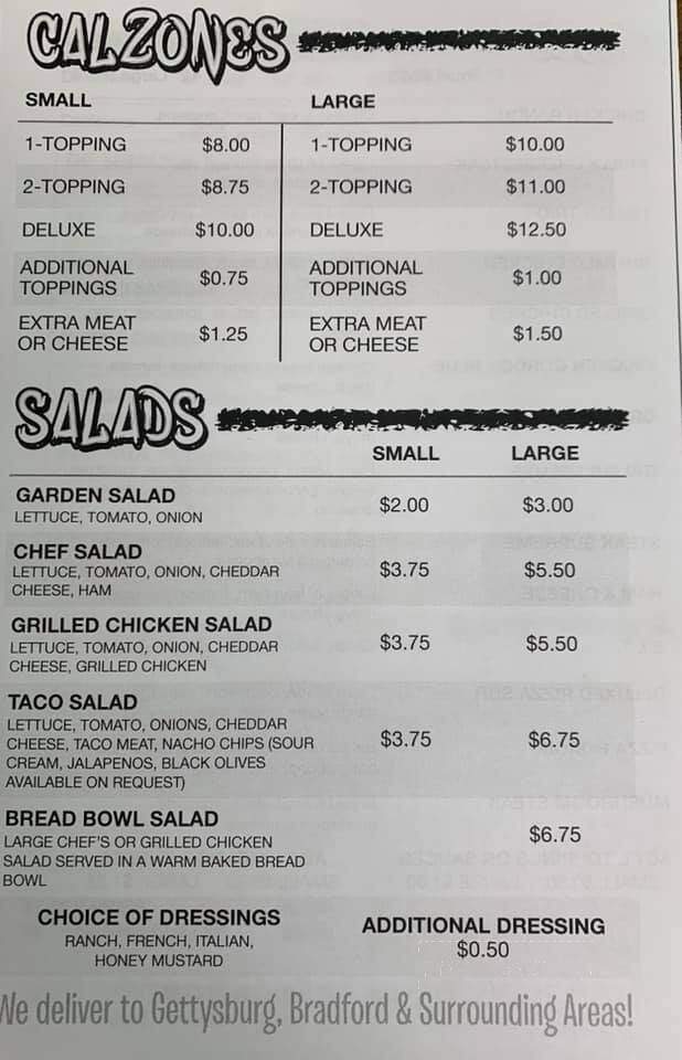 B & D Pizza & Subs - Gettysburg, OH menu_pic