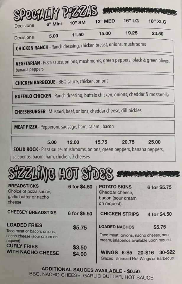 B & D Pizza & Subs - Gettysburg, OH menu_pic