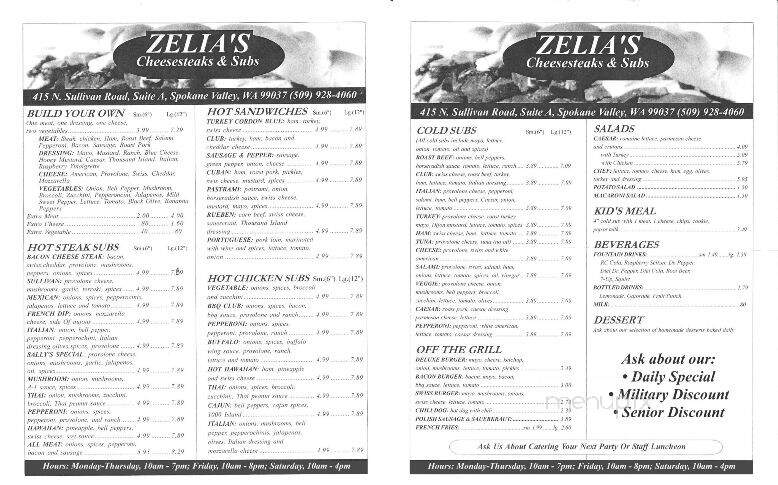 Zelia's Cheese Steaks Subs - Spokane Valley, WA