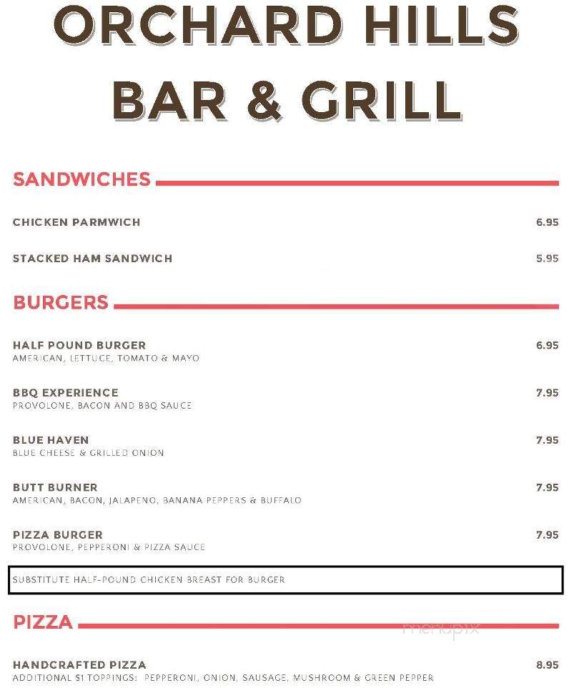 Orchard Hills Bar & Grill - Apollo, PA menu_pic