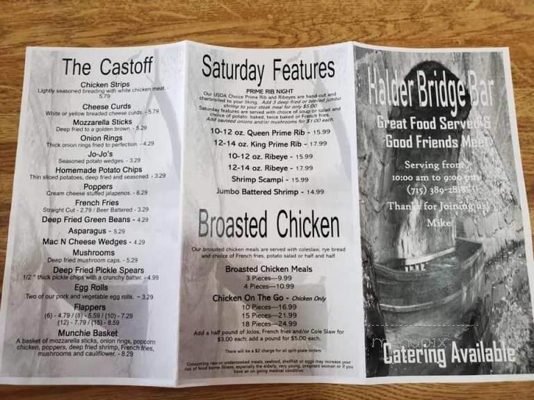 Leroy's Halder Bridge Bar - Mosinee, WI menu_pic