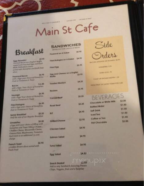 Shelburne's Main St Cafe - Shelburne, ON menu_pic