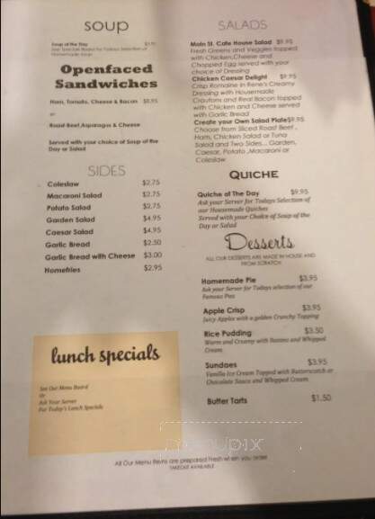Shelburne's Main St Cafe - Shelburne, ON menu_pic