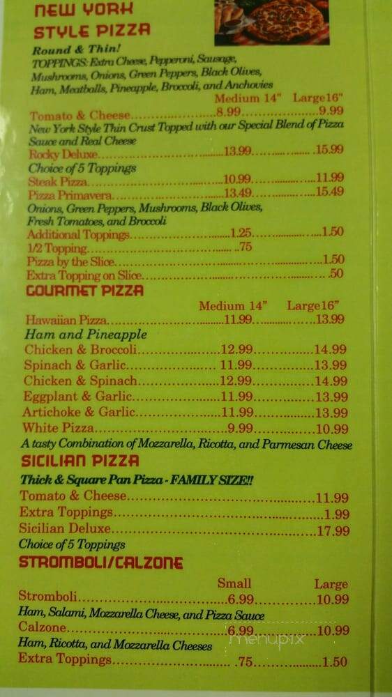 Rocky's New York Pizza - Frederick, MD menu_pic